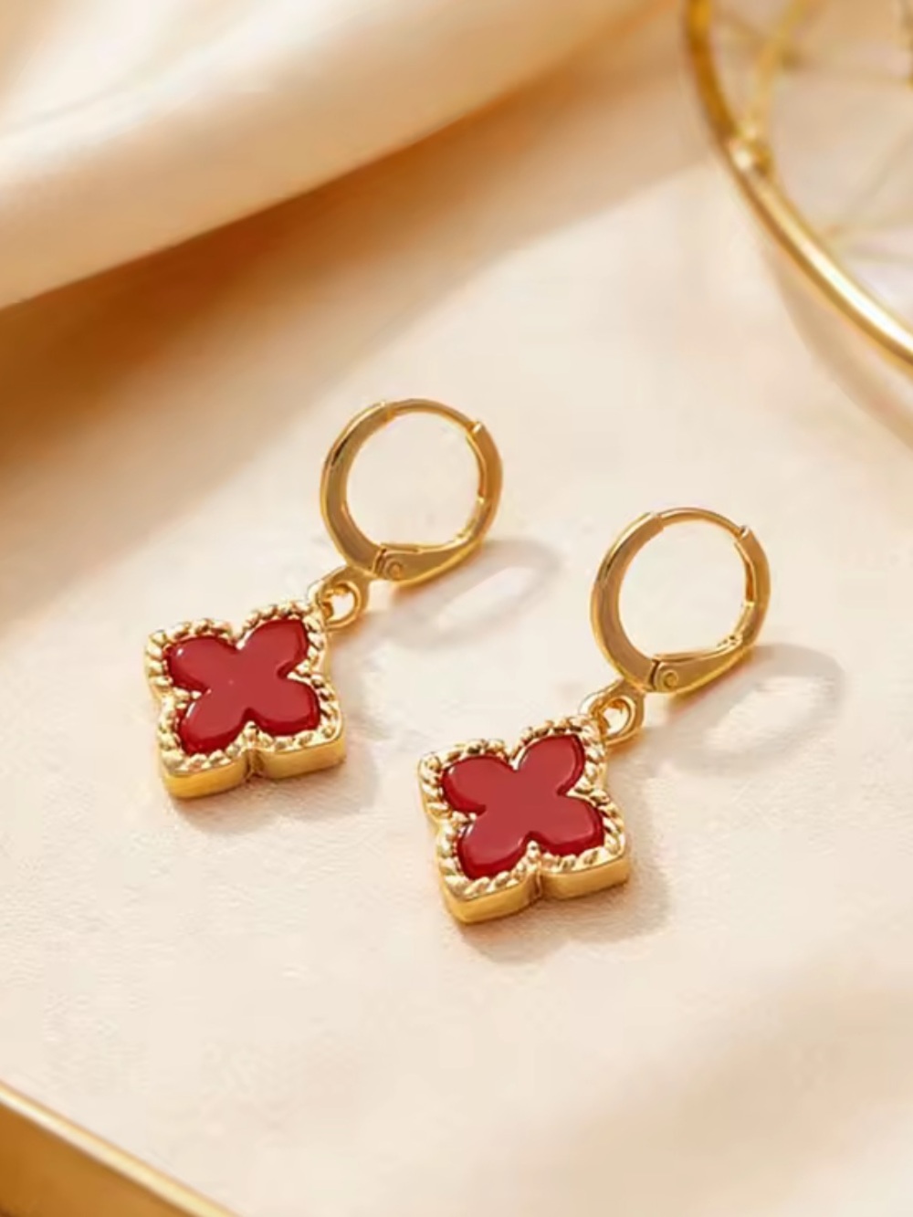 Target Gold-Tone Earrings with Red Clover Charms